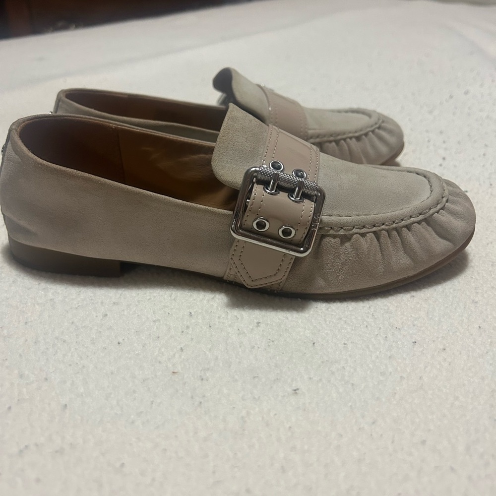 UGG Beige Suede Buckle Loafers